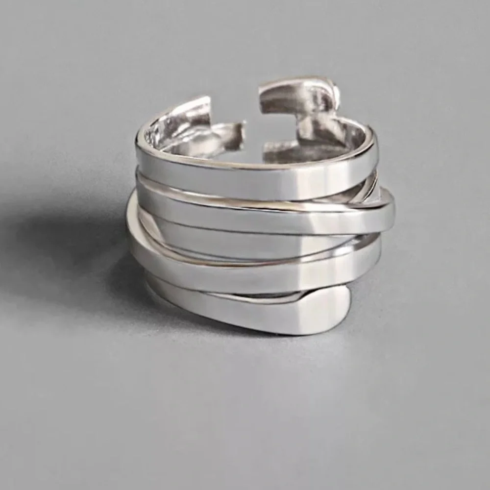 💯 NEW 925 STERLING SILVER ADJUSTABLE MULTILAYER RING, CUTE RING, SHINY RING. - Picture 1 of 4